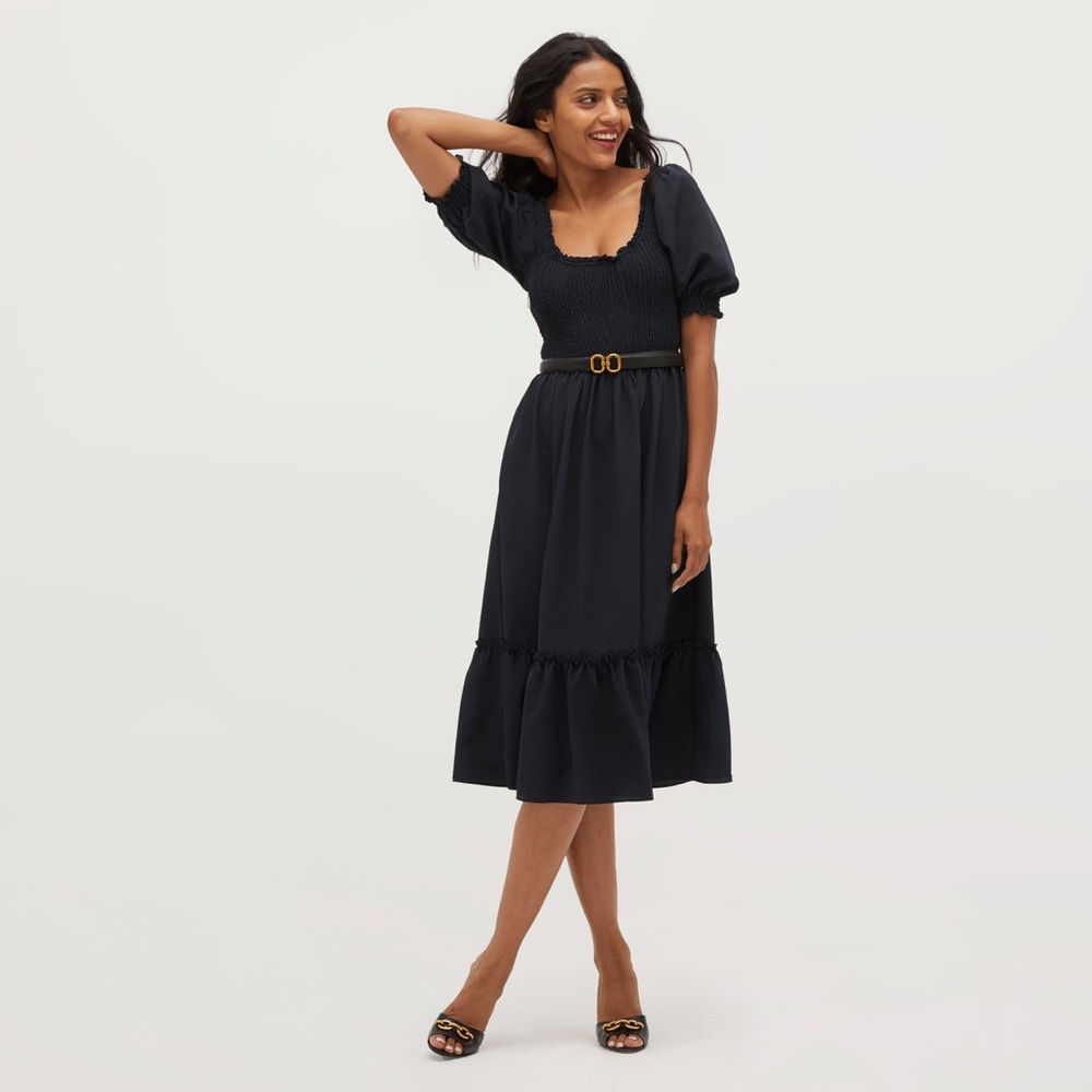 Hill House Home Louisa Nap Dress, Black Wrinkle Resistant Crepe, NWT XXS